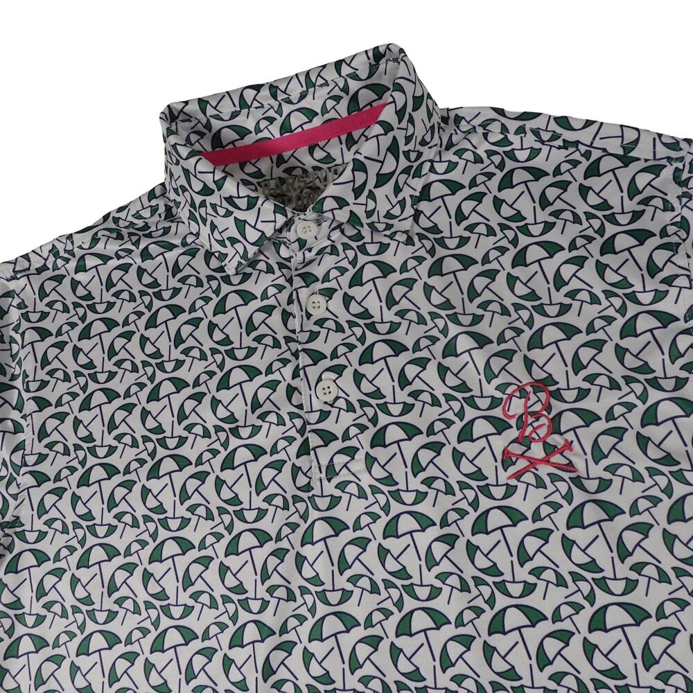 Barstool Sports Umbrella Geometric Performance Golf Polo Shirt Men's Small